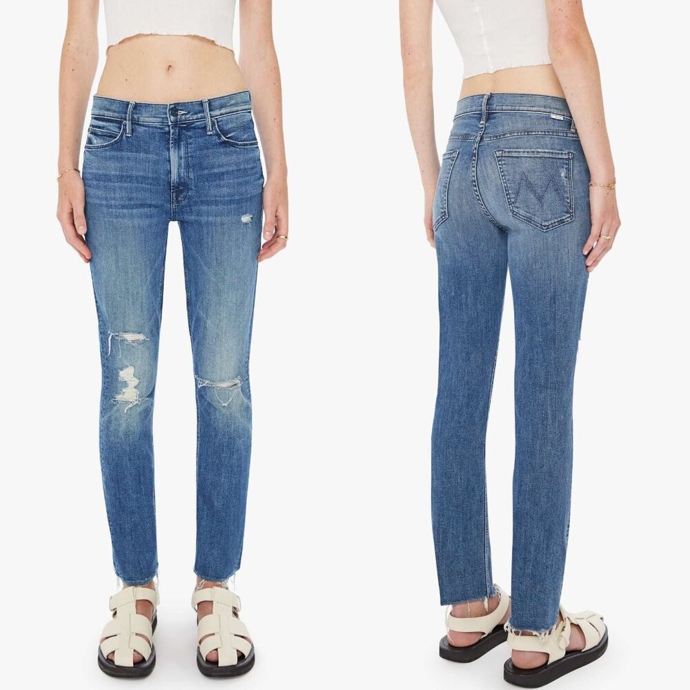 MOTHER Denim Mid Rise Dazzler Ankle Fray; Weekend Warrior wash; Sz 27
